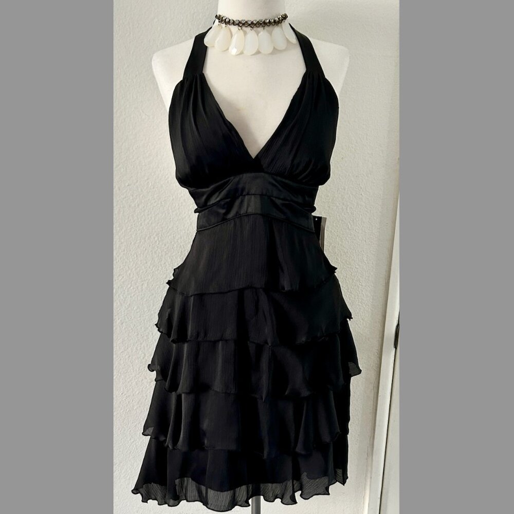 XOXO Party Cocktail Mini Dress Lined Raffles Zip Back